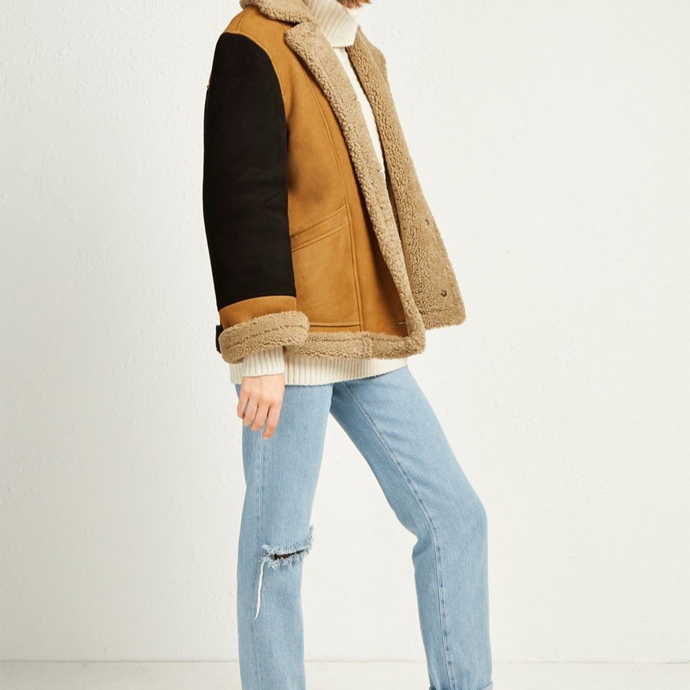 Sheepskin Patchwork Jacket By French Connection - image 1